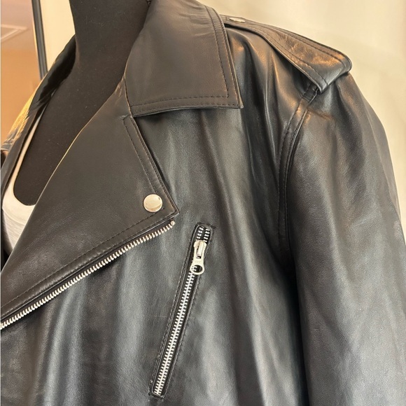 Black Leather Jacket with Silver Zippers - Picture 4 of 16